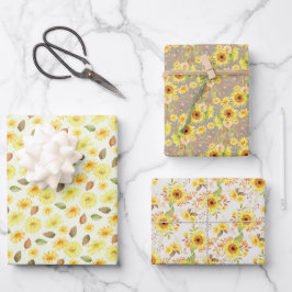 Herbstblätter und Blume, Blütenfallen Geschenkpapier Set