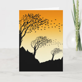 Herbstblätter und Gedicht über den Wind Karte