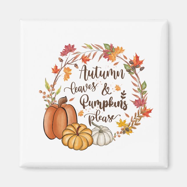 Herbstblätter und Kürbis bitte Magnet (Vorne)