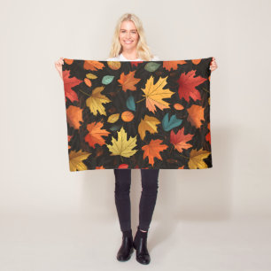 Herbstblätter und Kürbismuster Fleecedecke