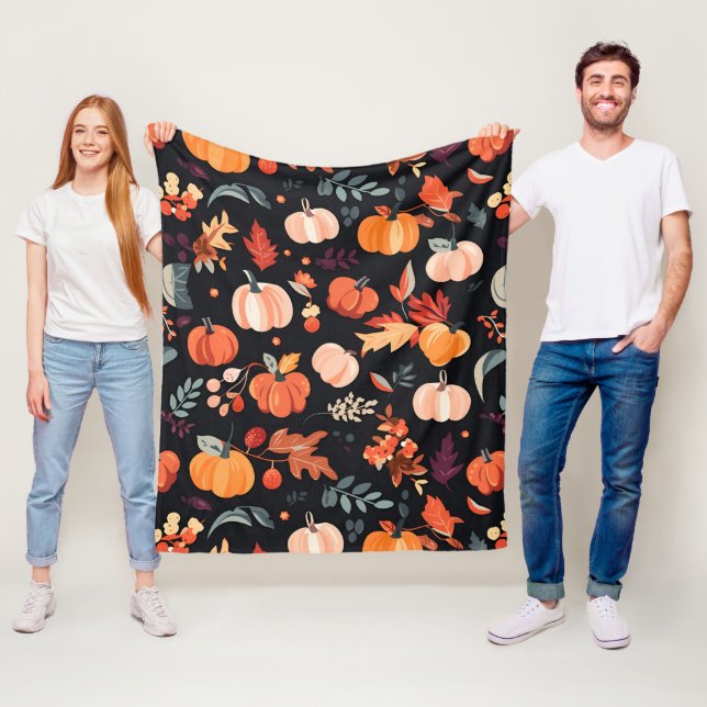 Herbstblätter und Kürbismuster Fleecedecke (Beispiel)