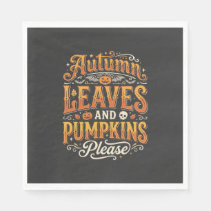 Herbstblätter und Kürbisse bitte Halloween-Design Serviette