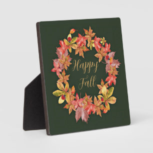 Herbstblätter und Marienkäfer mit anpassbarem Text Fotoplatte