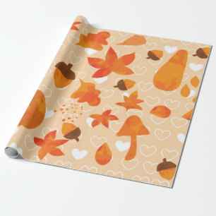 Herbstblätter und Nüsse. Schöne, handgezeichnete N Geschenkpapier