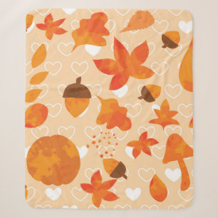 Herbstblätter und Nüsse. Schöne, handgezeichnete N Sherpadecke