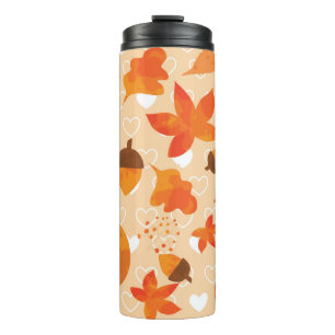Herbstblätter und Nüsse. Schöne Natur handgezeichn Thermosbecher