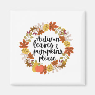 Herbstblätter und Pumpkin Bitte Magnet