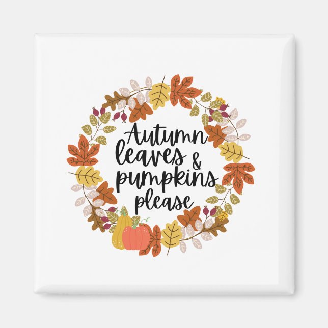 Herbstblätter und Pumpkin Bitte Magnet (Vorne)