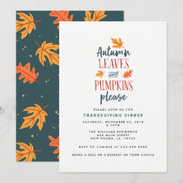 Herbstblätter und Pumpkins Bitte Einladung