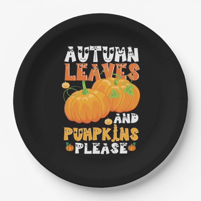 Herbstblätter und Pumpkins Bitte Geburtstag Pappteller (Vorderseite)