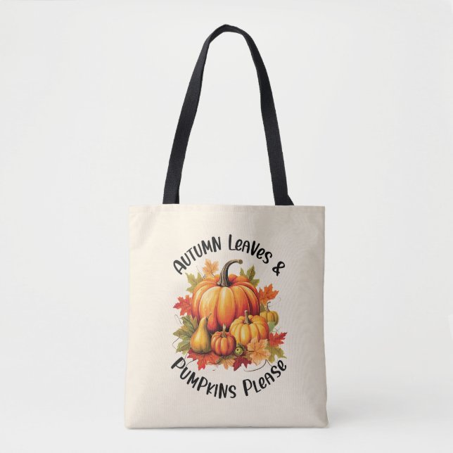 Herbstblätter und Pumpkins Bitte Tasche (Vorderseite)