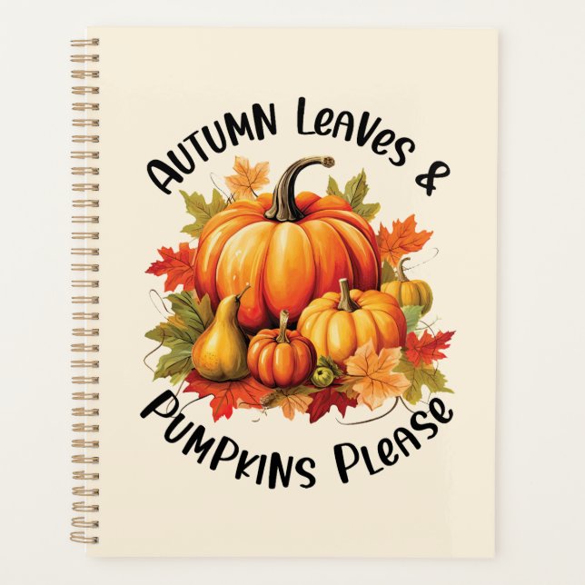 Herbstblätter und Pumpkins Bitte - Whimsischer Fal Planer (Vorderseite)