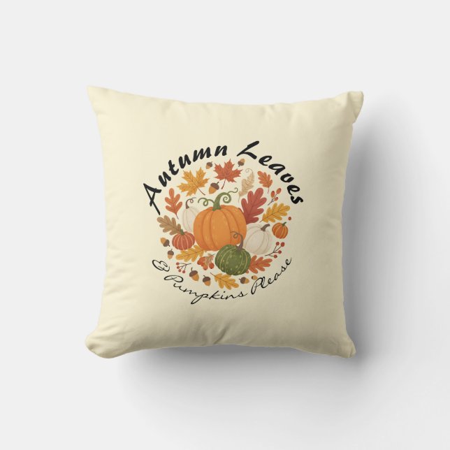 Herbstblätter und Pumpkins - Gemütlicher leichter  Kissen (Vorderseite)