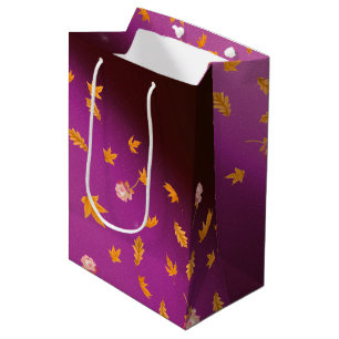 Herbstblätter und Rose - rosa Flare Mittlere Geschenktüte