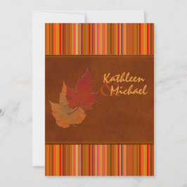 Herbstblätter und Streifen Einladung Hochzeitsfeie