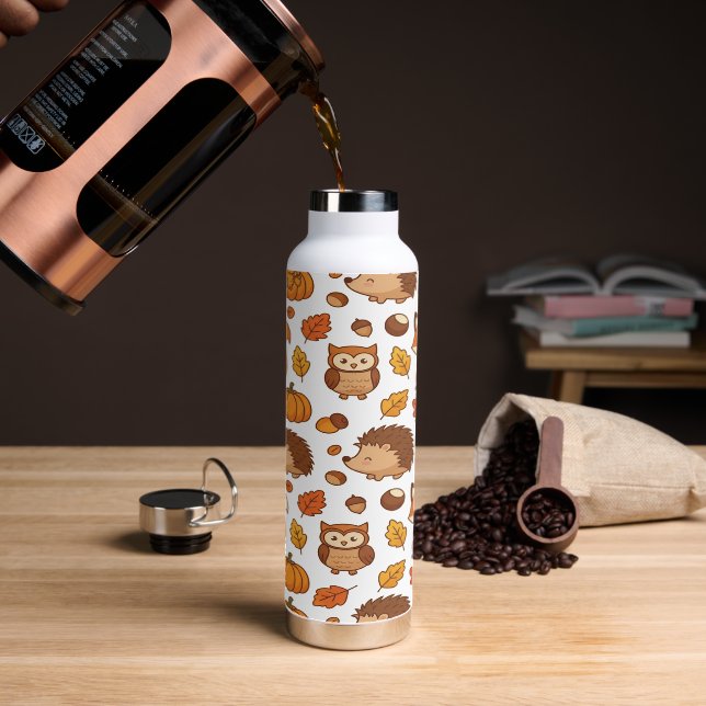 Herbstblätter und Waldtiere  Trinkflasche (Kaffee)