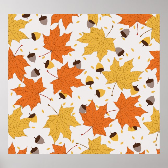 Herbstblätter, Vintages nahtloses Design. Poster (Vorne)