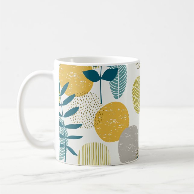 Herbstblätter, Vintages nahtloses Muster. Kaffeetasse (Links)