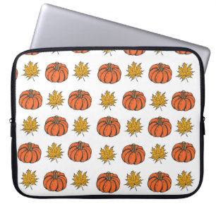 Herbstblätter: Von Hand Gezeichnet Kürbismuster Laptopschutzhülle