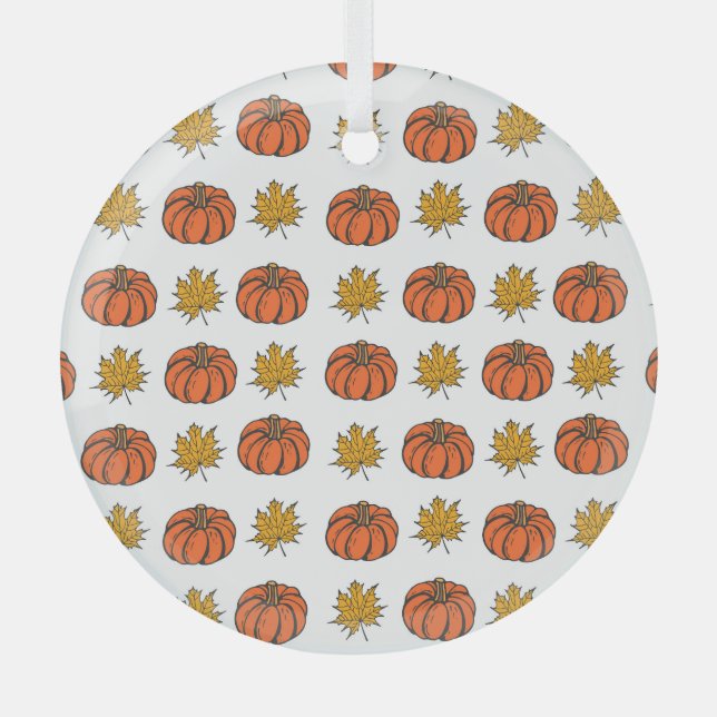 Herbstblätter: Von Hand Gezeichnet Kürbismuster Ornament Aus Glas (Vorderseite)