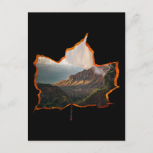 HERBSTBLÄTTER WALD BERG POSTKARTE