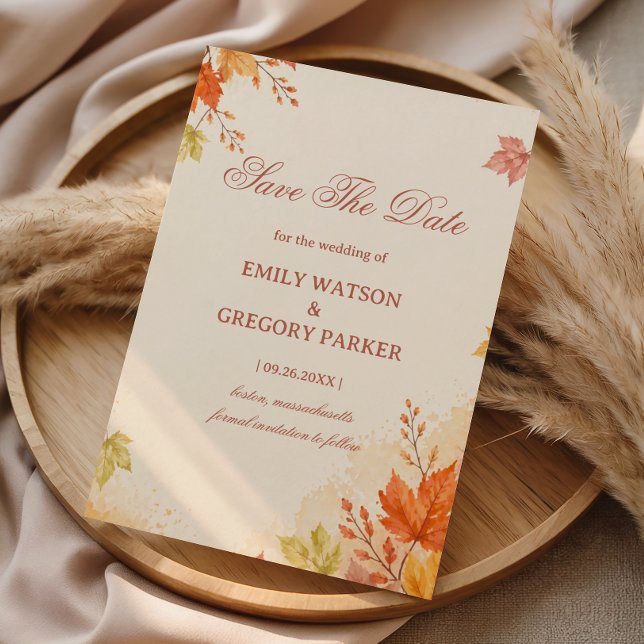 Herbstblätter Warm Elegant Save The Date (Von Creator hochgeladen)