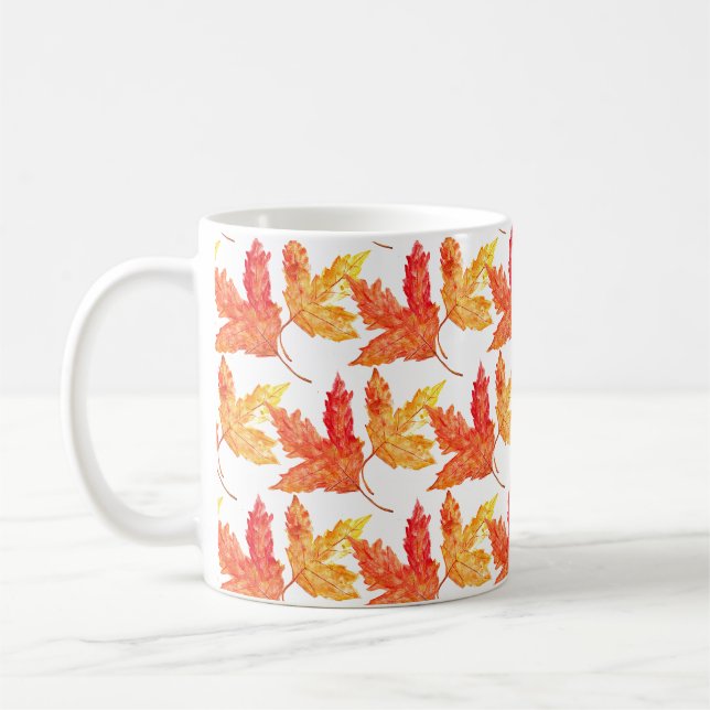 Herbstblätter Wasserfarbe Fall Rustikaler Baum Kaffeetasse (Links)