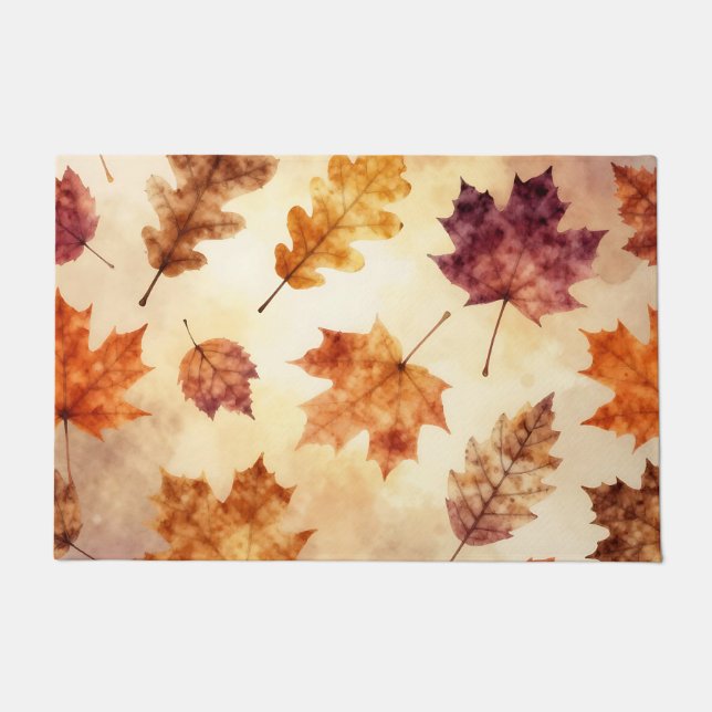 Herbstblätter Wasserfarbe Herbstmuster Fußmatte (Vorderseite)