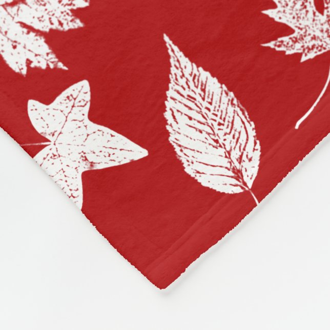 Herbstblätter - weiß und dunkelrot fleecedecke (Ecke)