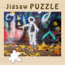 Herbstblätter weißer Cartoon auf Graffiti-Wand -