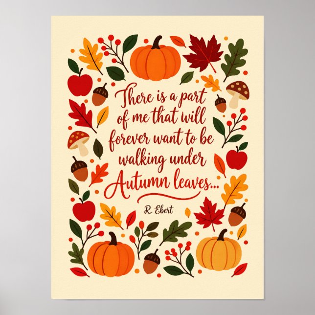 Herbstblätter Zitat Poster (Vorne)