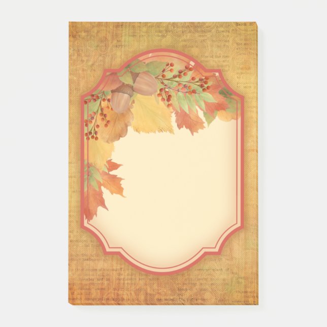 Herbstblätterdekorative Etikettennachweise Post-it Klebezettel (Vorderseite)
