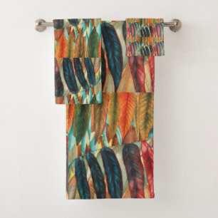 Herbstblattfarben originelle moderne Kunst Badhandtuch Set