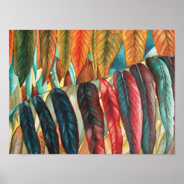 Herbstblattfarben originelle moderne Kunst Poster (Vorne)