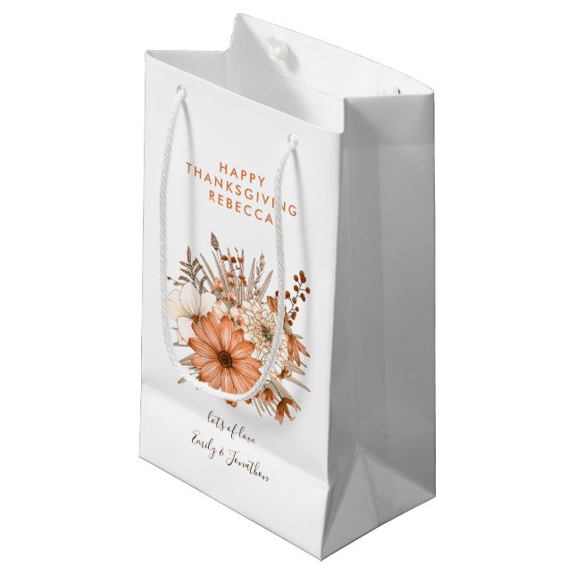 Herbstblättrige Blume glücklich Erntedankname Kleine Geschenktüte (Vorderseite Schrägansicht)