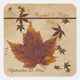 Herbstbleiben auf dem Hochzeitsticker für den Papi Quadratischer Aufkleber