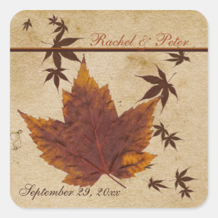 Herbstbleiben auf dem Hochzeitsticker für den Papi Quadratischer Aufkleber
