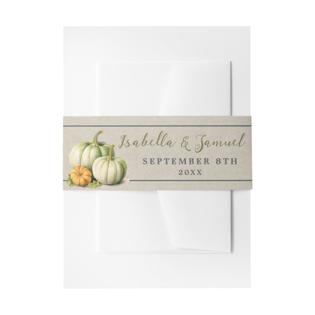 Herbstbloms floraler Fall Orange Grüne Hochzeit Einladungsbanderole (Vorderseite Beispiel)
