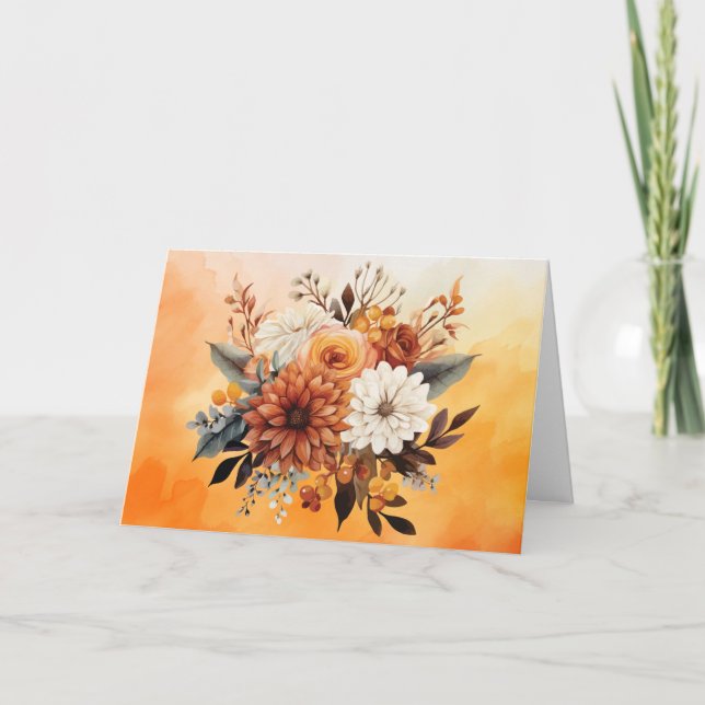 Herbstblumen Feiertagskarte (Vorderseite)