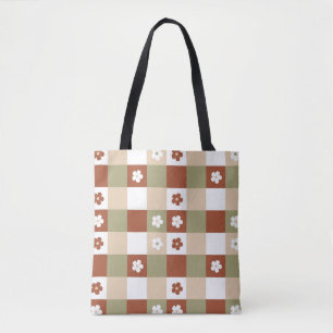 Herbstblumen Gingham Karomuster Tasche
