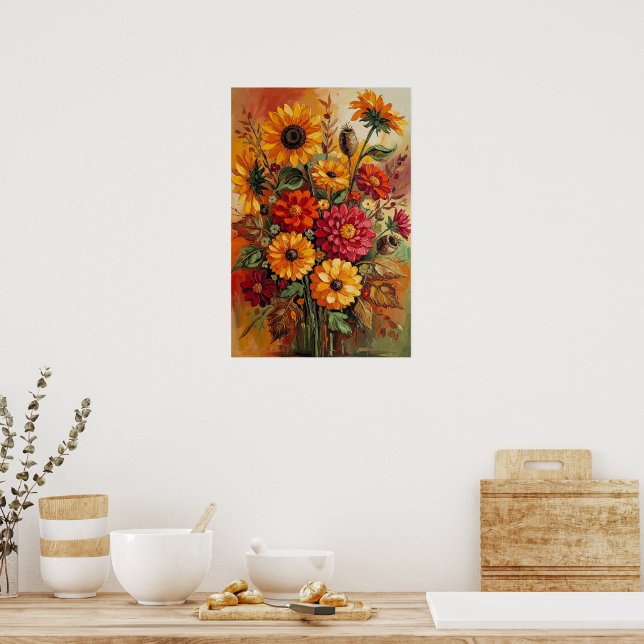 Herbstblumen, Herbstfarben, Poster (Küche)