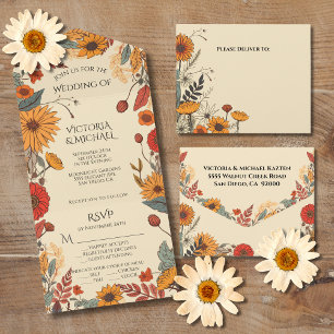 Herbstblumen Hochzeit im Herbst All In One Einladung