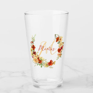 Herbstblumen personalisiert glas