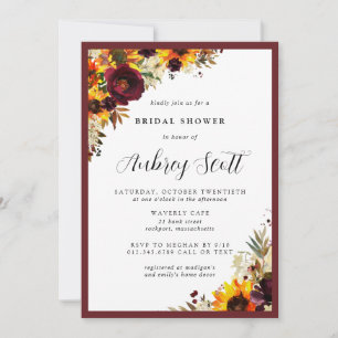 Herbstblumen Sonnenblume Rose Brautparty Einladung
