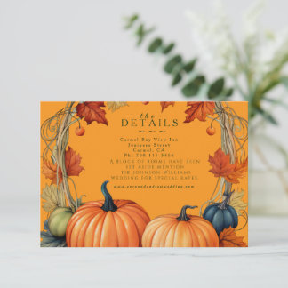 Herbstblumen und Kürbisse Details Beilagekarte RSVP Karte