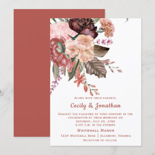 Herbstblumenbrauquet Hochzeit Einladung