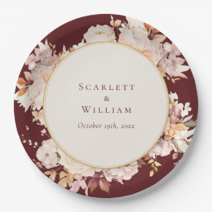 Herbstblumenburgunder-CremeWedding Pappteller