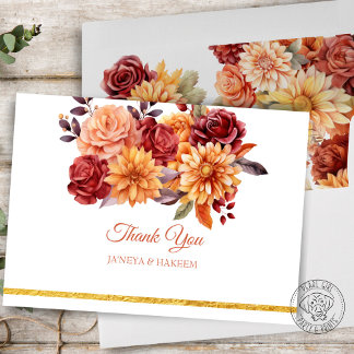 Herbstblumenhochzeit Dankeskarte