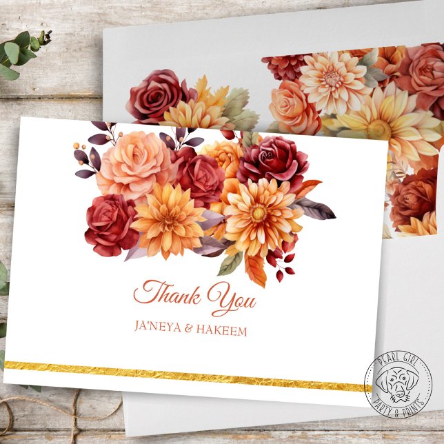 Herbstblumenhochzeit Dankeskarte (Von Creator hochgeladen)