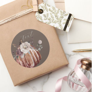 Herbstblumenkürbis braun, Terrakotta, abstumpf Runder Aufkleber